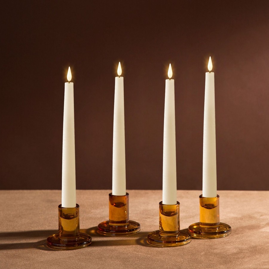 Seasonal LampLust | Verrea Amber Taper Candle Holders, Set Of 4