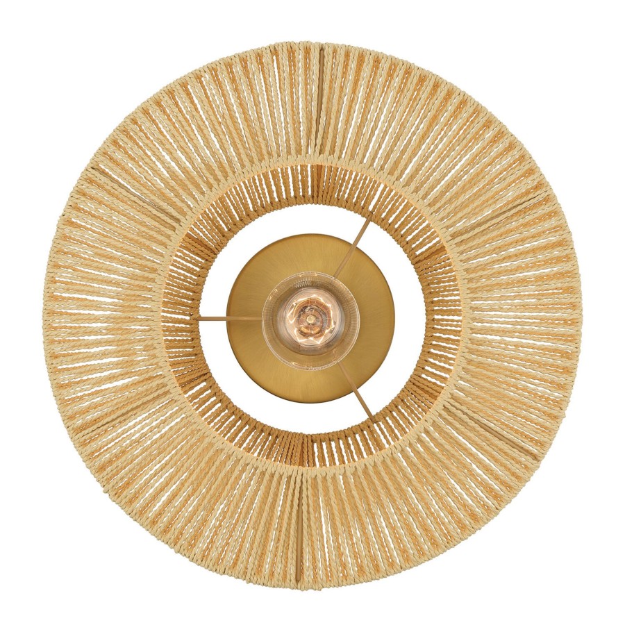 Ceiling Brooklyn Bulb Co. | Farrah Jute Flush Mount, Natural And Aged Brass