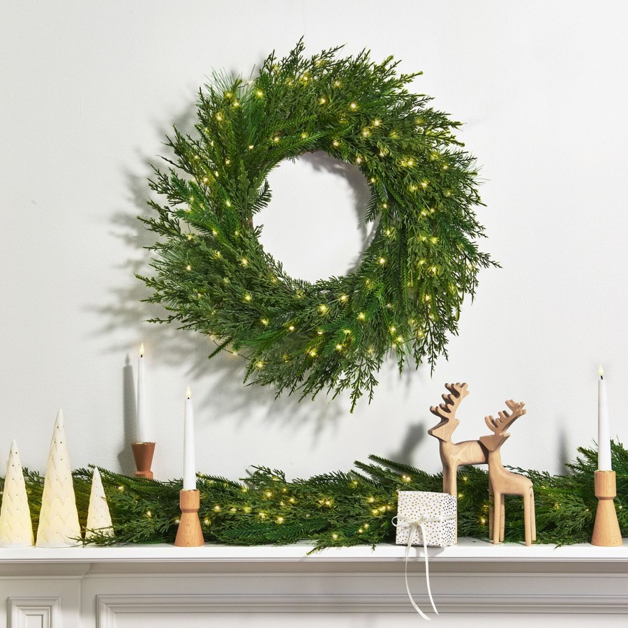 Decor LampLust New Decorative Accessories | Lush Evergreen Garland With 100 Leds