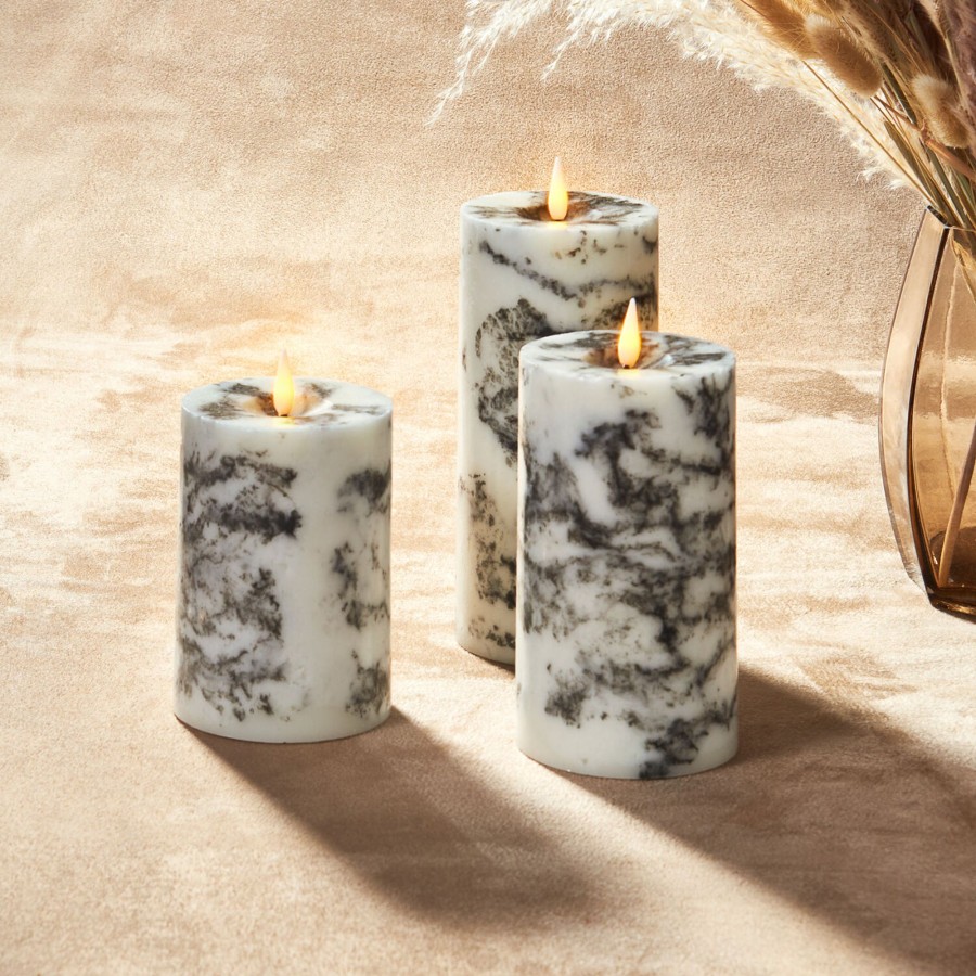 Decor LampLust Pillar Candles | Infinity Wick Marble Pillar Candles, 3" Multipack, Set Of 3