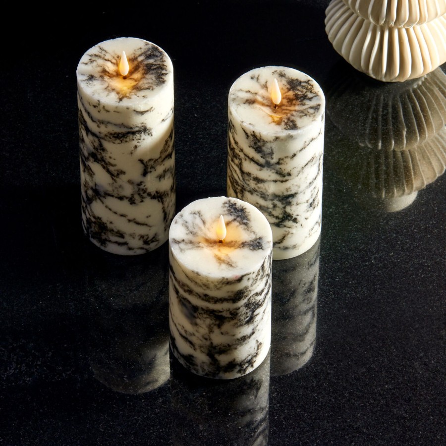 Decor LampLust Pillar Candles | Infinity Wick Marble Pillar Candles, 3" Multipack, Set Of 3