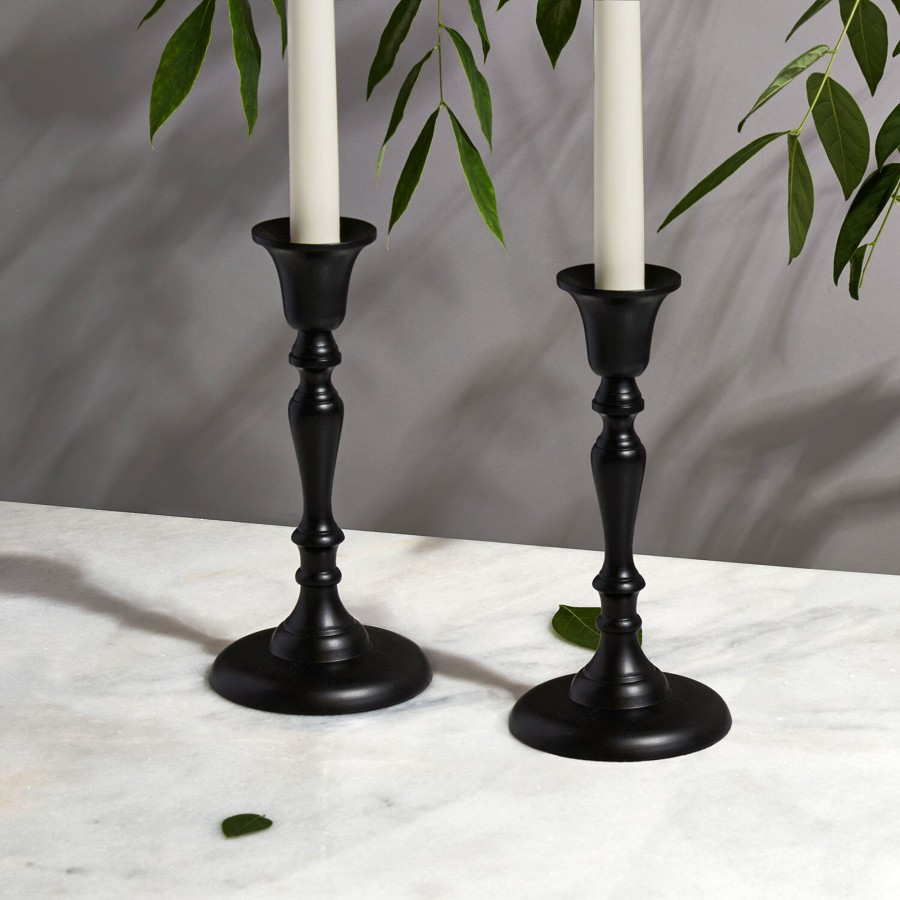 Seasonal LampLust | Glaston Taper Candle Holder, Matte Black, Set Of 2