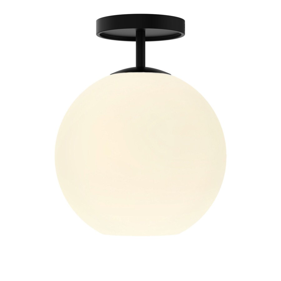 Outdoor Brooklyn Bulb Co. Ceiling Lights | Aria 10" Flush Mount, Matte Black With Opal Glass