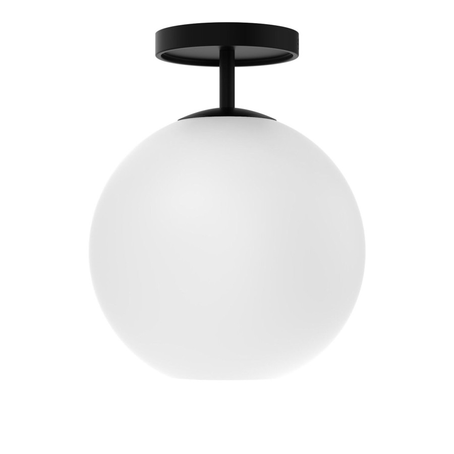 Outdoor Brooklyn Bulb Co. Ceiling Lights | Aria 10" Flush Mount, Matte Black With Opal Glass