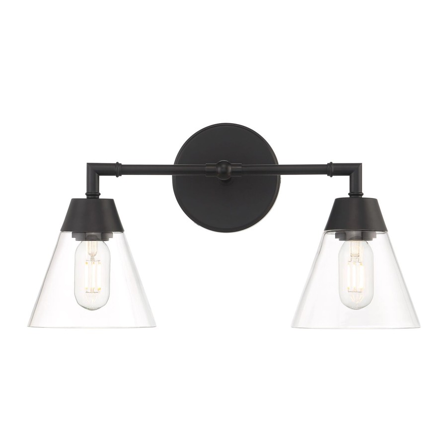 Wall Brooklyn Bulb Co. | Owen 2-Light Vanity Wall Light, Matte Black