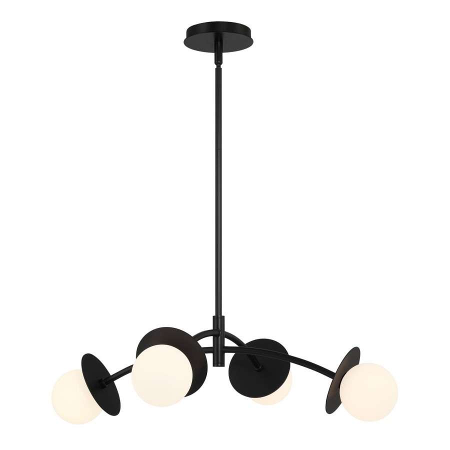 Ceiling Brooklyn Bulb Co. | Levi 4-Globe Led Chandelier, Matte Black