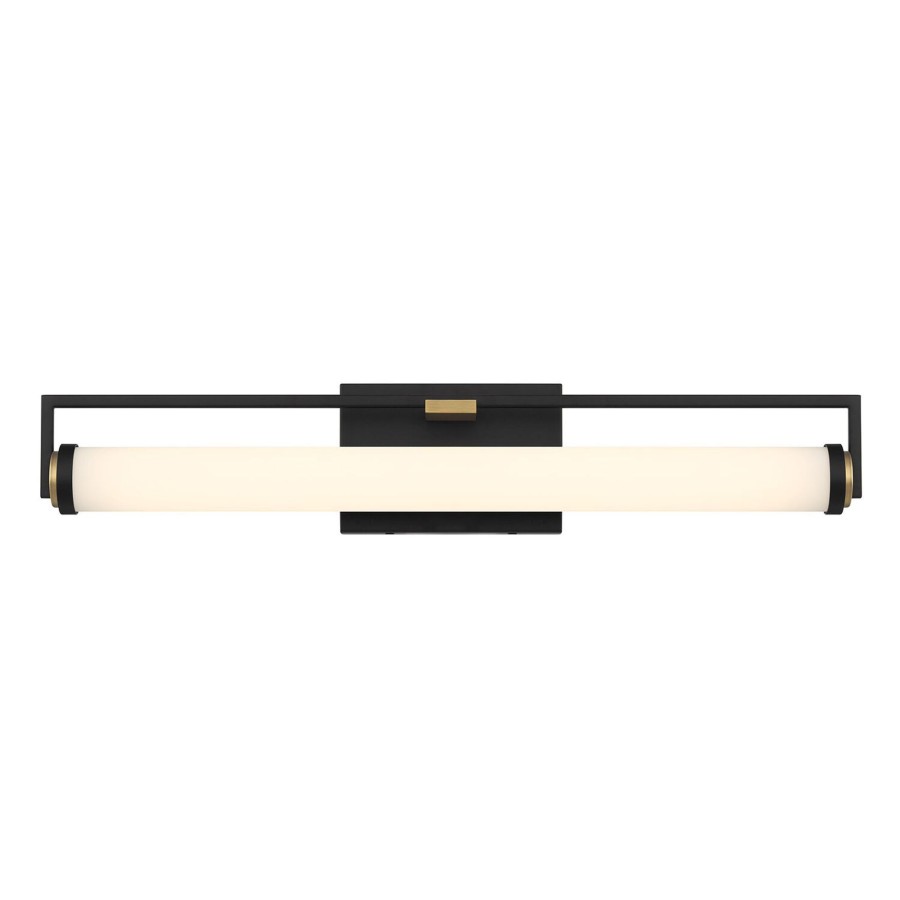 Wall Brooklyn Bulb Co. | Ian Led Vanity Light, Matte Black And Aged Brass