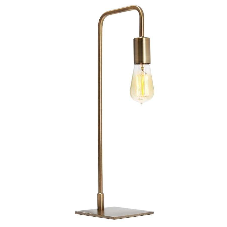 Lamps Brooklyn Bulb Co. | Prospect Curved Neck Table Lamp, Minimal Industrial Contemporary Designed, Bronze, Inline Dimmer