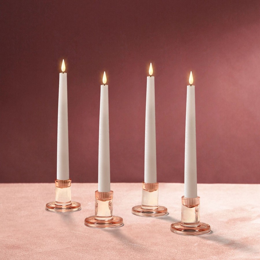 Seasonal LampLust | Verrea Blush Taper Candle Holders, Set Of 4