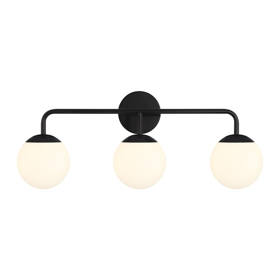 Wall Brooklyn Bulb Co. | Castell 3 Globe Vanity Wall Light, 26" Long, Led Bulbs, Mid-Century Modern Inspired, Matte Black