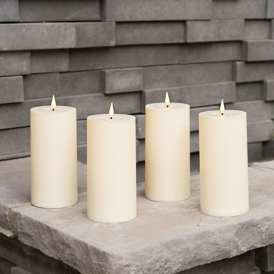 Decor LampLust Pillar Candles | Infinity Wick Outdoor Ivory Pillar Candles, 3"X6", Set Of 4