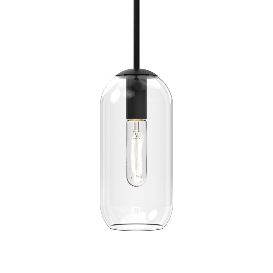 Outdoor Brooklyn Bulb Co. Hanging Lights | Liv 11" Clear Capsule Pendant, Matte Black