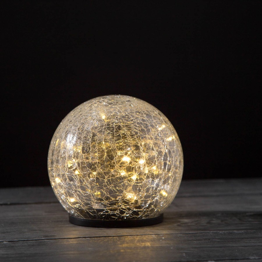 Outdoor LampLust Solar Lights | Avalon Solar Crackled Glass Globe, Medium