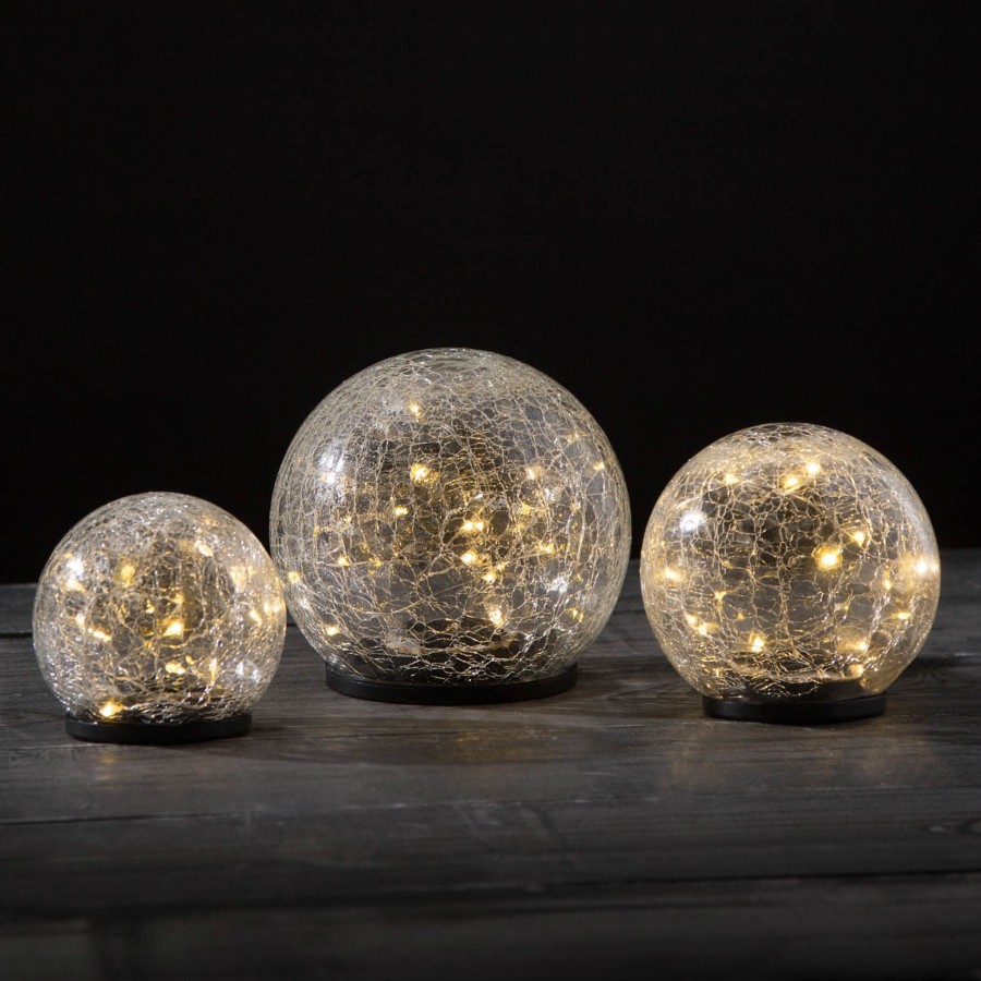 Outdoor LampLust Solar Lights | Avalon Solar Crackled Glass Globe, Medium