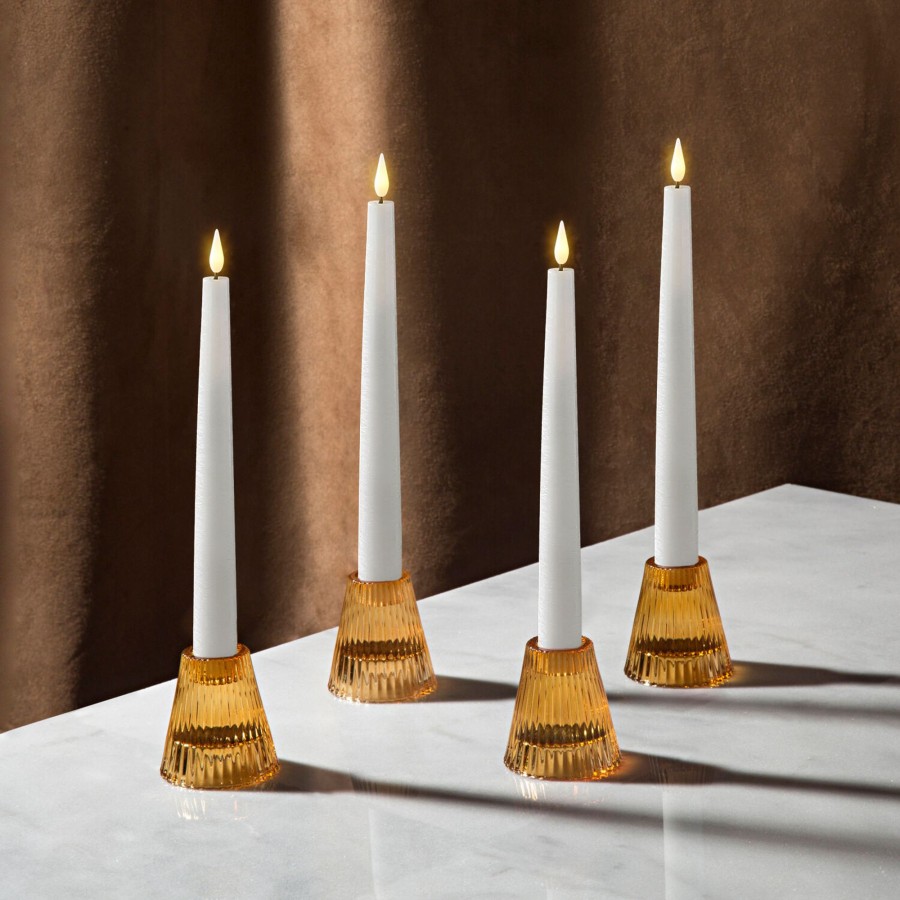 Decor LampLust Taper Candle Holders | Lucida Reversible Amber Candle Holders, Set Of 4