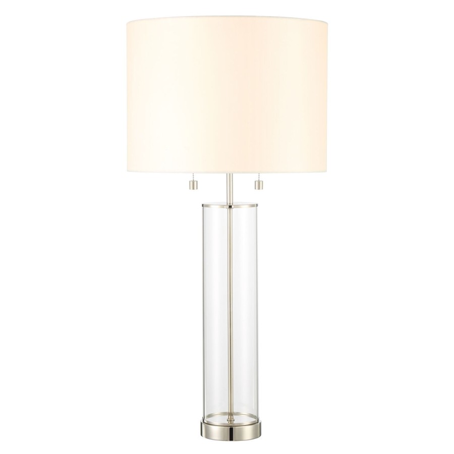 Lamps Brooklyn Bulb Co. | Laurel Glass Cylinder Table Lamp, Polished Nickel