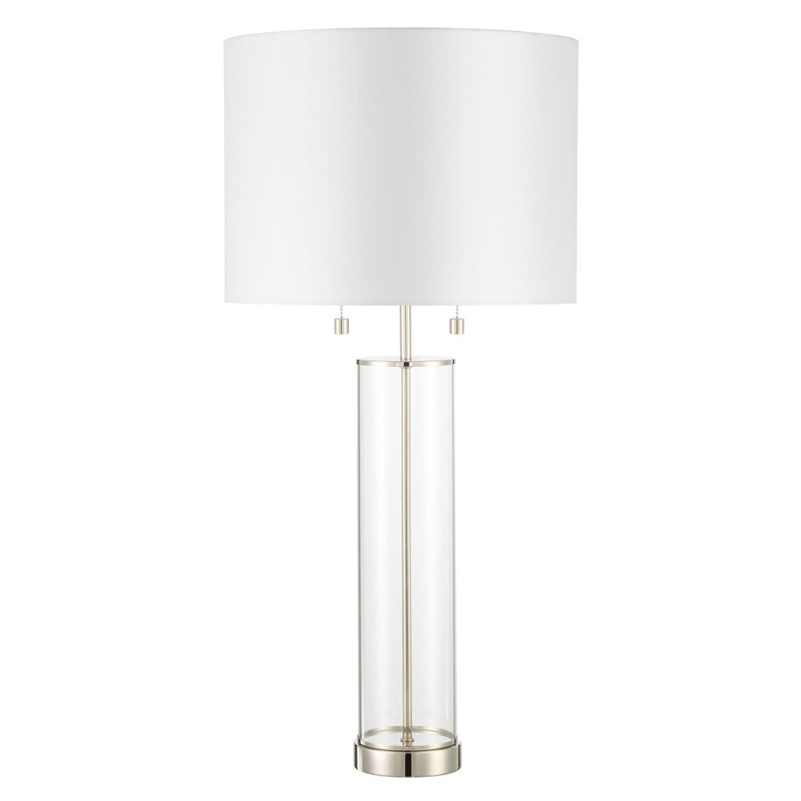 Lamps Brooklyn Bulb Co. | Laurel Glass Cylinder Table Lamp, Polished Nickel