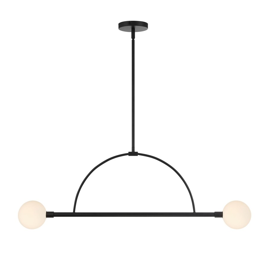 Ceiling Brooklyn Bulb Co. | Milo 2 Globe Linear Arc Led Pendant, Matte Black