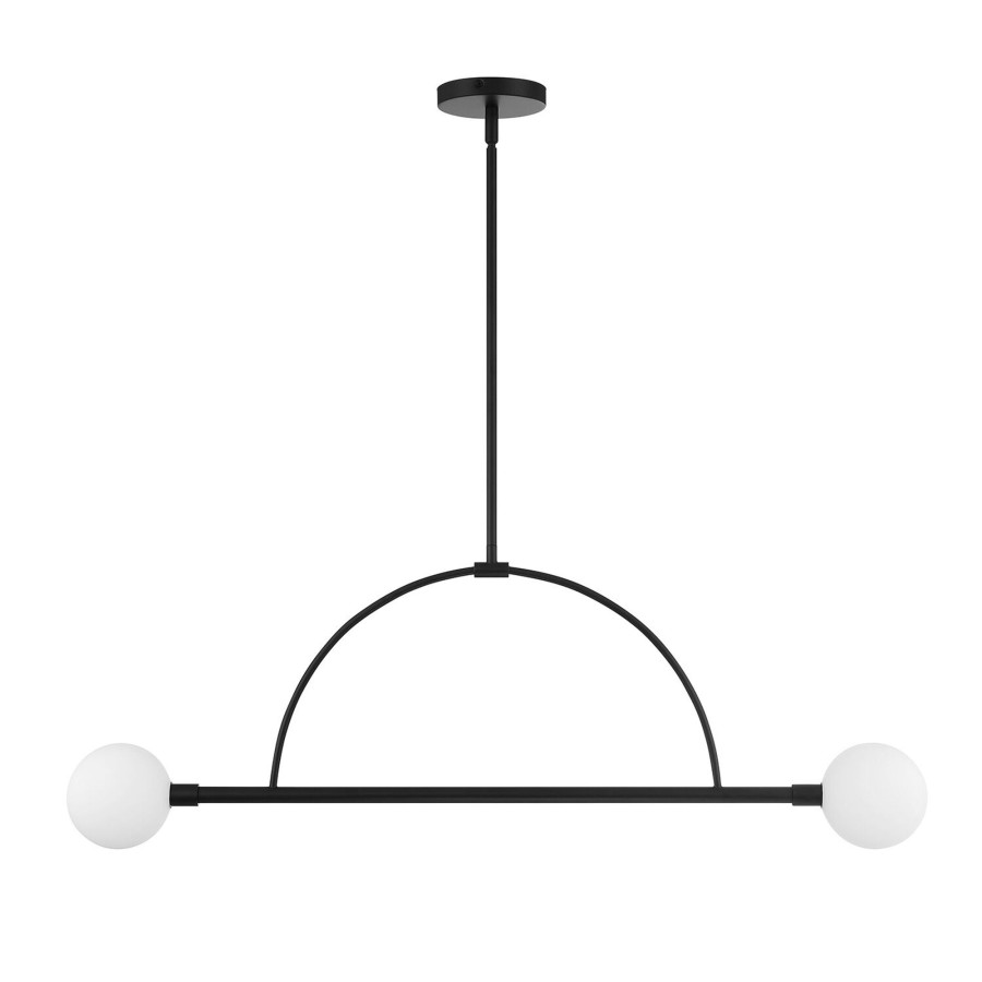 Ceiling Brooklyn Bulb Co. | Milo 2 Globe Linear Arc Led Pendant, Matte Black