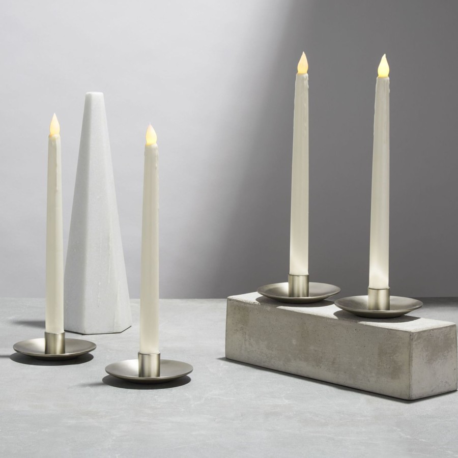 Decor LampLust Taper Candles | Classic Ivory 10" Drip Wax Flameless Taper Candles, Set Of 4