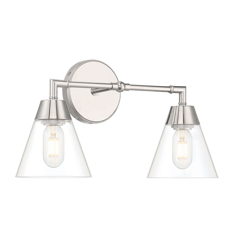 Open Box Brooklyn Bulb Co. | Open Box Owen 2-Light Vanity Wall Light, Polished Nickel