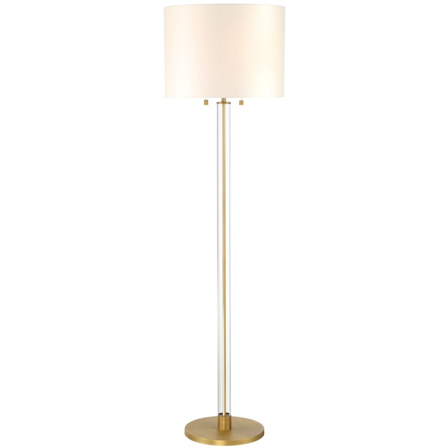 Lamps Brooklyn Bulb Co. | Laurel Glass Cylinder Floor Lamp, Satin Brass