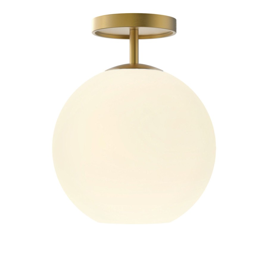 Open Box Brooklyn Bulb Co. | Open Box Aria 10" Flush Mount, Satin Brass With Opal Glass