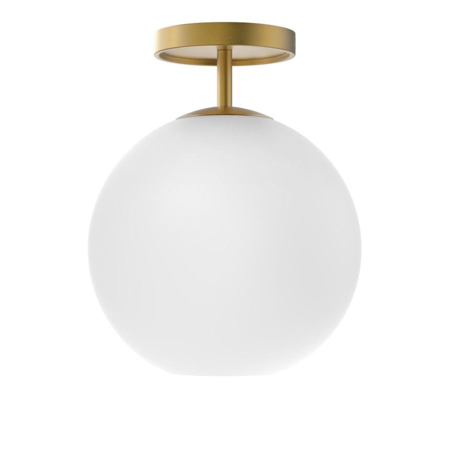 Open Box Brooklyn Bulb Co. | Open Box Aria 10" Flush Mount, Satin Brass With Opal Glass