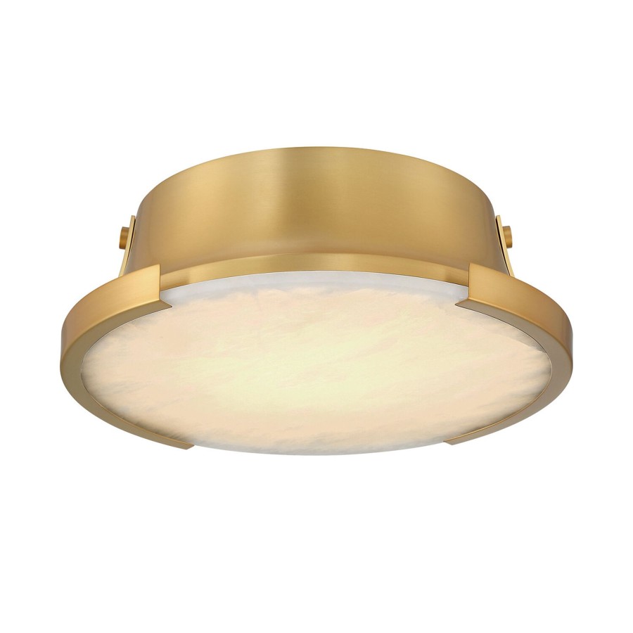 Ceiling Brooklyn Bulb Co. | Joni Led Alabaster Flush Mount, Aged Brass