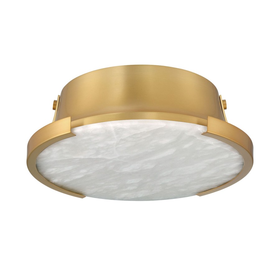 Ceiling Brooklyn Bulb Co. | Joni Led Alabaster Flush Mount, Aged Brass