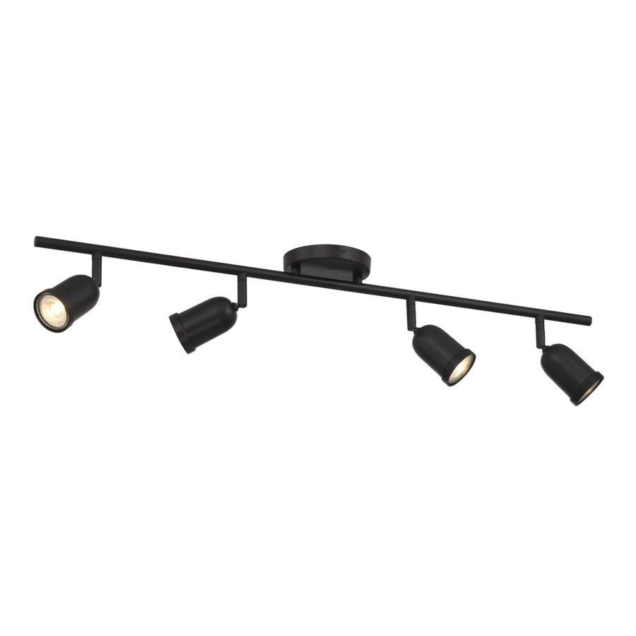 Ceiling Brooklyn Bulb Co. | Bixby Track Light, 4-Light Led, Bulbs Included, 32" Long, Modern Fixed Metal Track, Matte Black