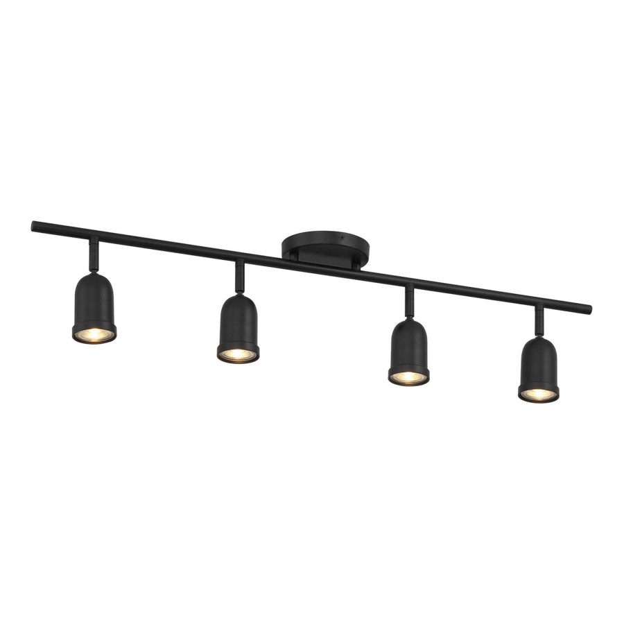 Ceiling Brooklyn Bulb Co. | Bixby Track Light, 4-Light Led, Bulbs Included, 32" Long, Modern Fixed Metal Track, Matte Black