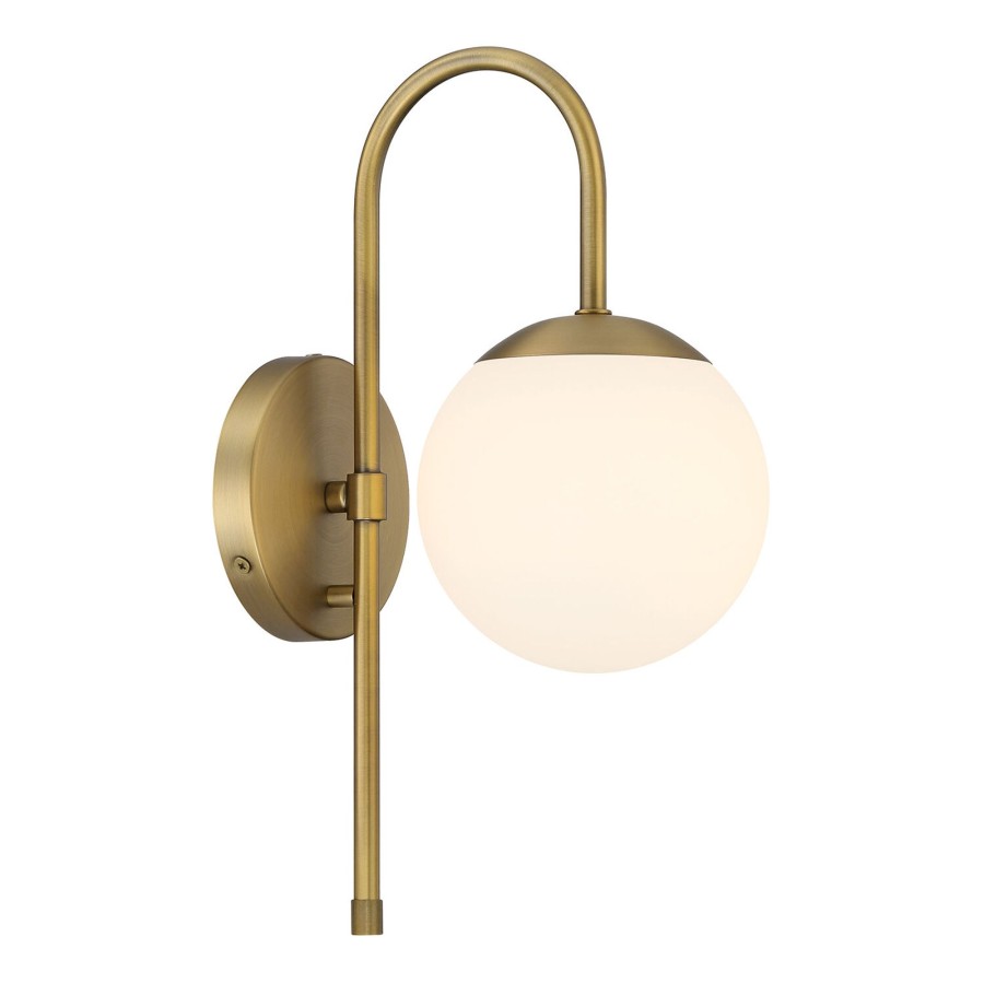 Wall Brooklyn Bulb Co. | Castell Curved Arm Led Wall Sconce, Aged Brass