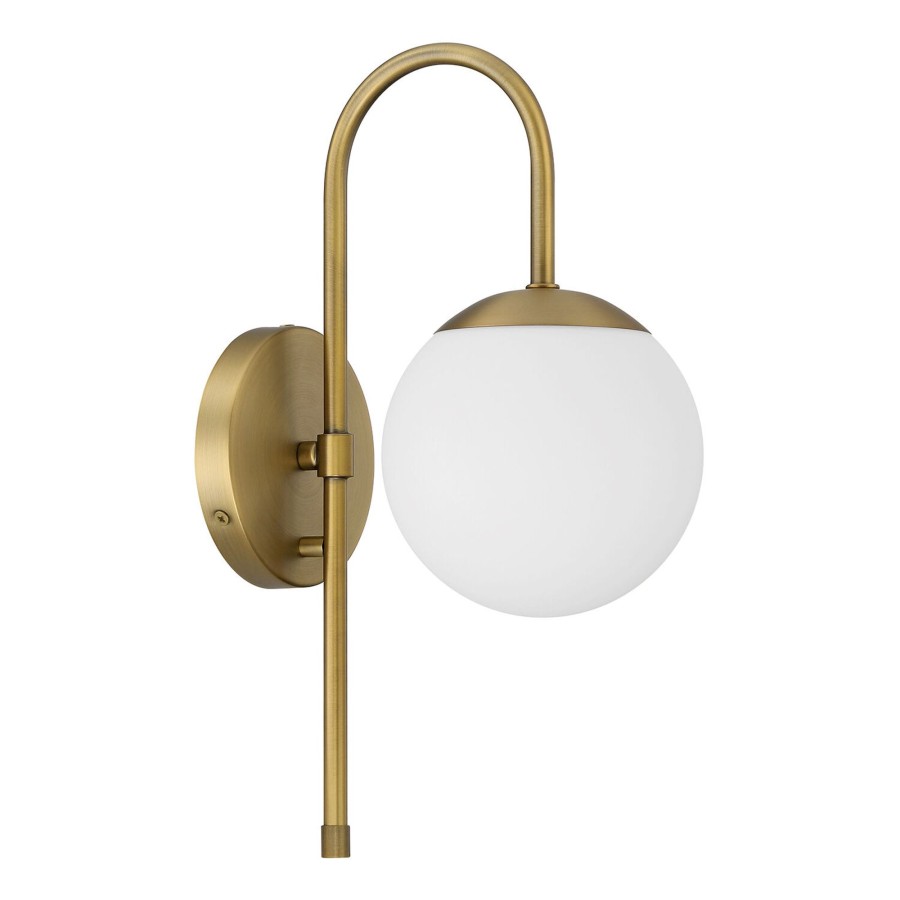 Wall Brooklyn Bulb Co. | Castell Curved Arm Led Wall Sconce, Aged Brass