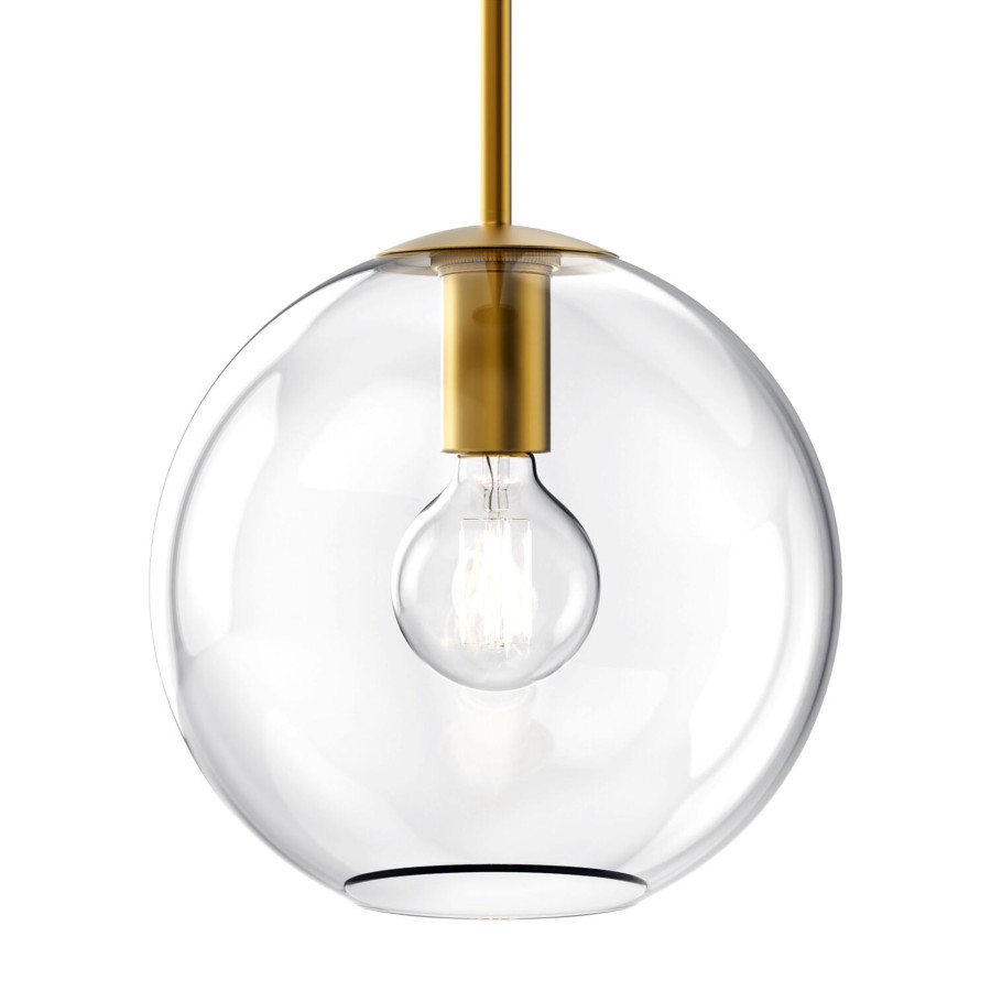 Ceiling Brooklyn Bulb Co. | Aria 10" Clear Globe Pendant, Satin Brass