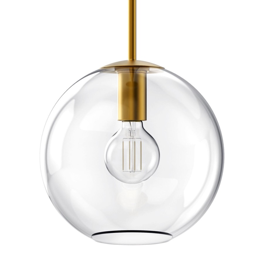 Ceiling Brooklyn Bulb Co. | Aria 10" Clear Globe Pendant, Satin Brass