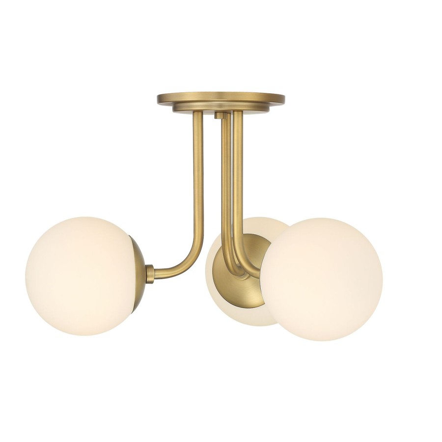 Ceiling Brooklyn Bulb Co. | Castell 3 Globe Led Semi-Flush, Aged Brass