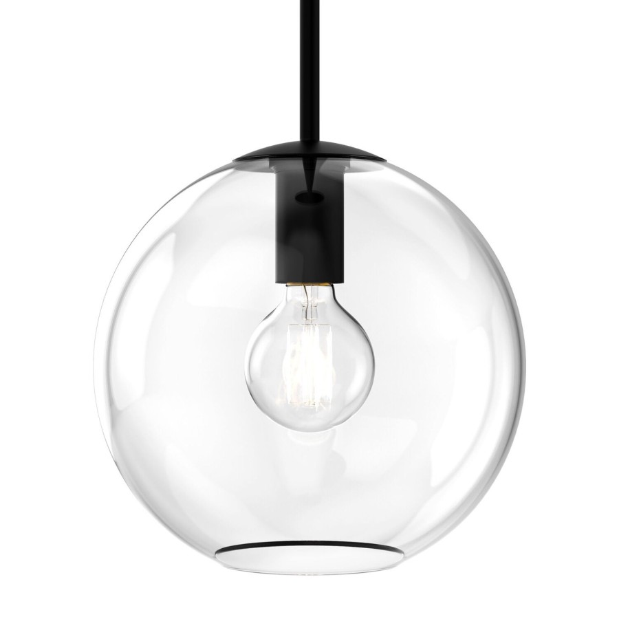 Outdoor Brooklyn Bulb Co. Hanging Lights | Aria 10" Clear Globe Pendant, Matte Black