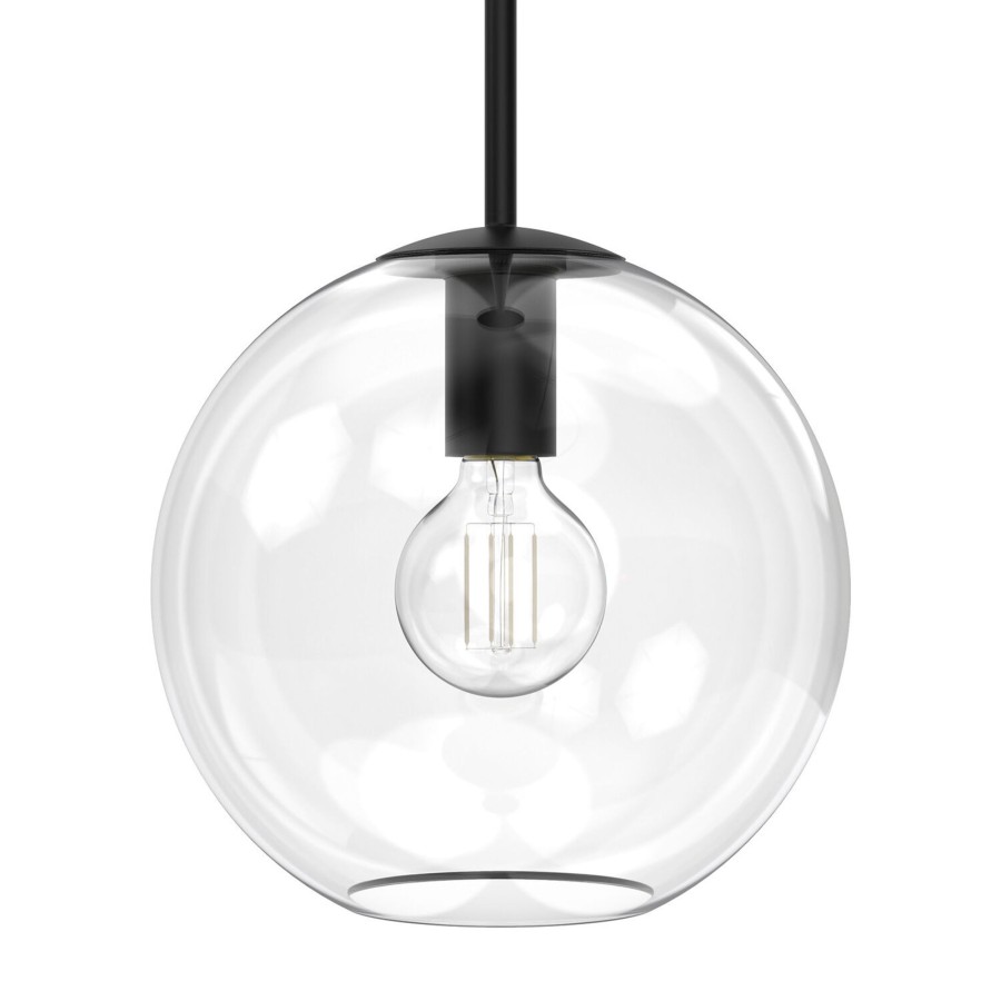 Outdoor Brooklyn Bulb Co. Hanging Lights | Aria 10" Clear Globe Pendant, Matte Black