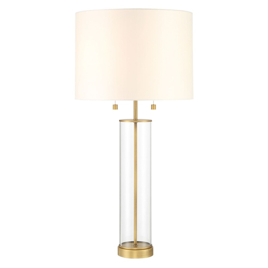 Lamps Brooklyn Bulb Co. | Laurel Glass Cylinder Table Lamp, Satin Brass