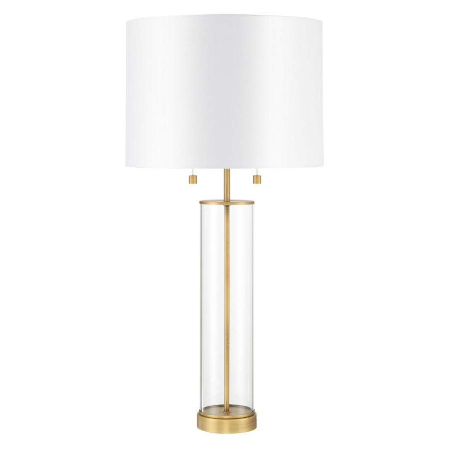 Lamps Brooklyn Bulb Co. | Laurel Glass Cylinder Table Lamp, Satin Brass