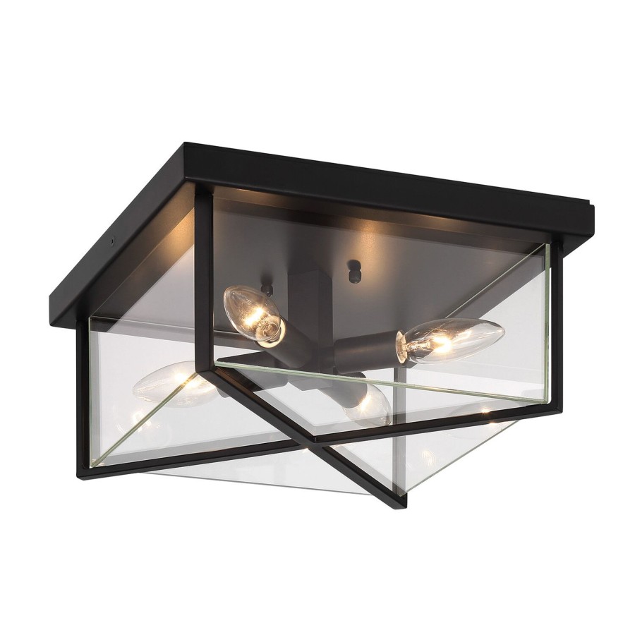 Outdoor Brooklyn Bulb Co. Ceiling Lights | Miles Indoor/Outdoor Flush Mount, Matte Black