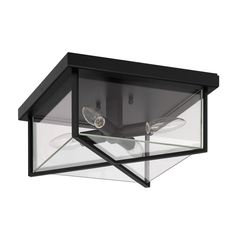 Outdoor Brooklyn Bulb Co. Ceiling Lights | Miles Indoor/Outdoor Flush Mount, Matte Black