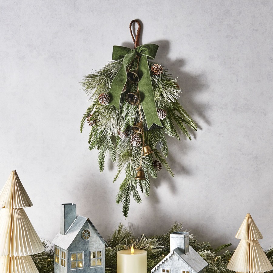 Decor LampLust Trees, Wreaths & Garlands | Cypress Winter Swag With Bells And Velvet Bow