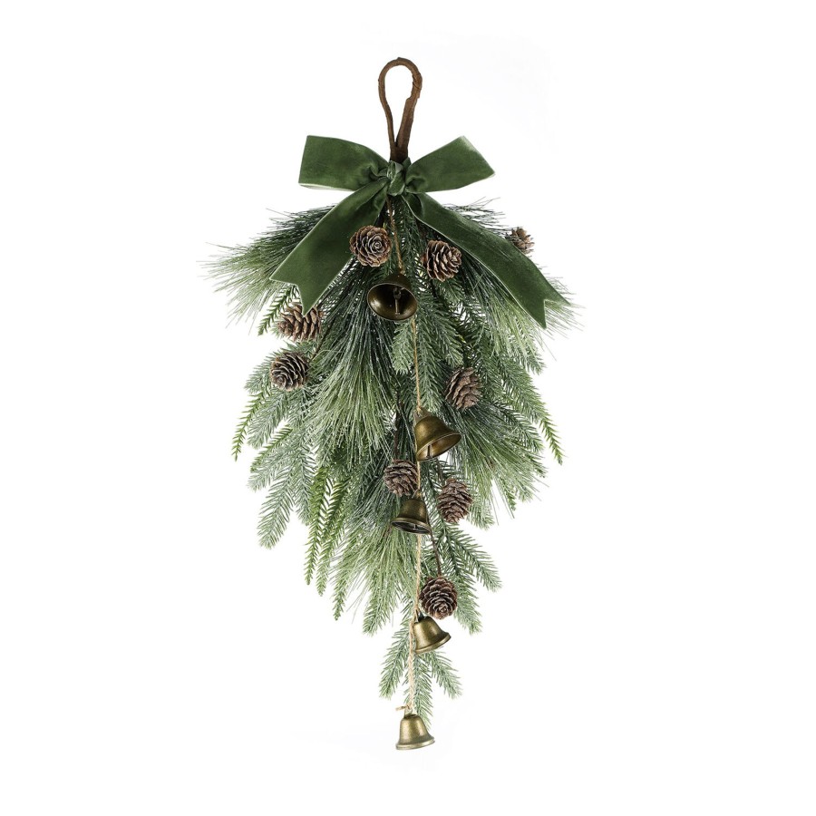 Decor LampLust Trees, Wreaths & Garlands | Cypress Winter Swag With Bells And Velvet Bow