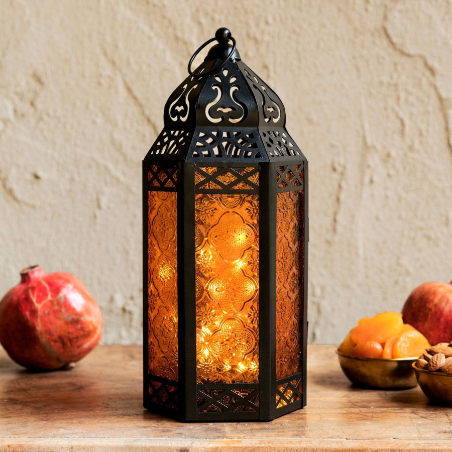 Decor LampLust Indoor Lanterns | Marrakesh Lantern With String Lights, Amber