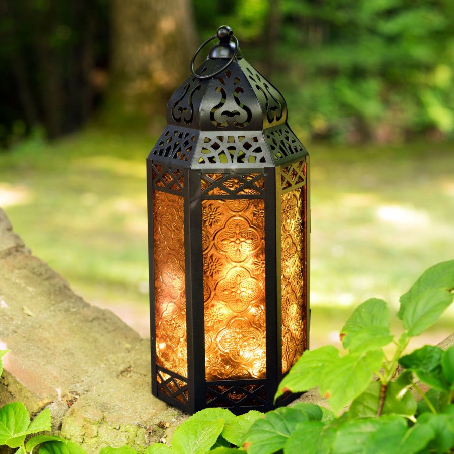 Decor LampLust Indoor Lanterns | Marrakesh Lantern With String Lights, Amber