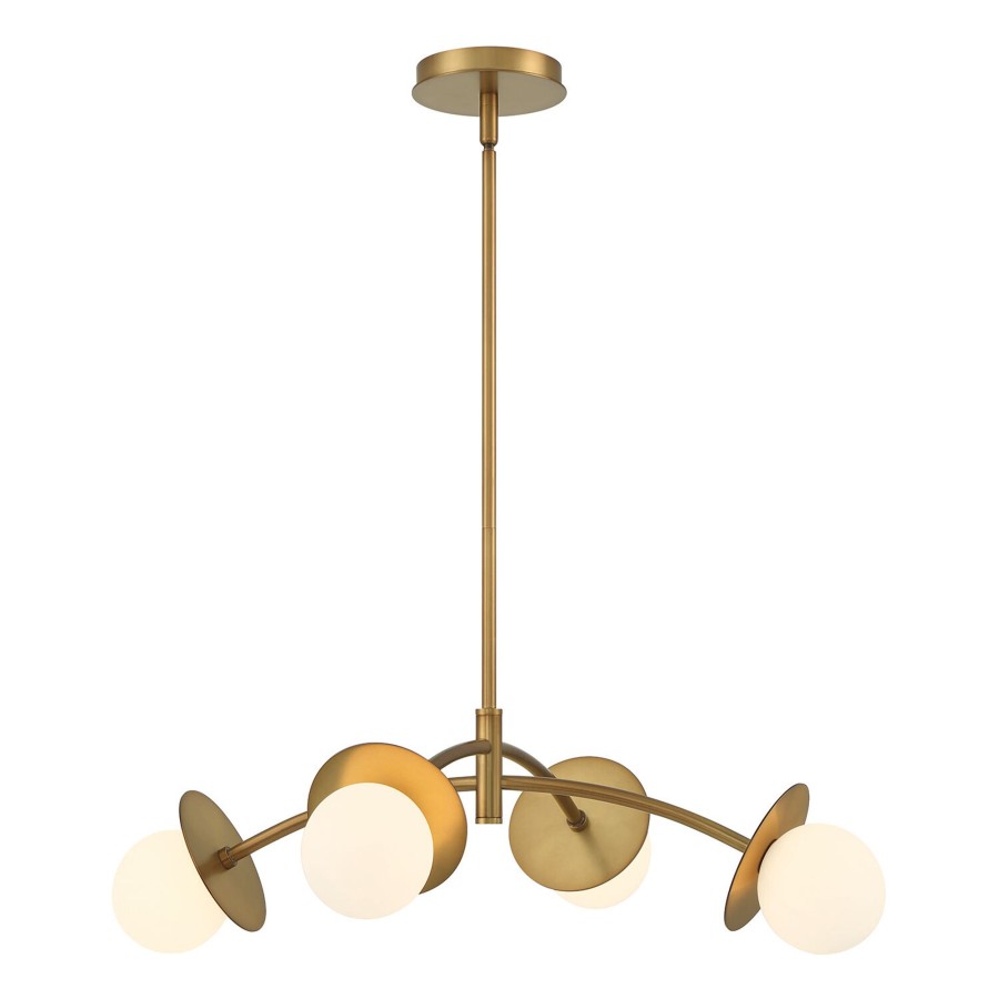 Ceiling Brooklyn Bulb Co. | Levi 4-Globe Led Chandelier, Aged Brass