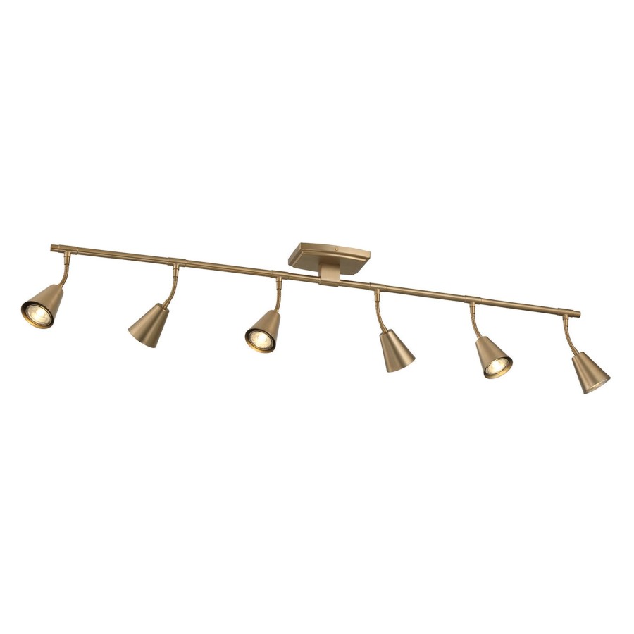 Ceiling Brooklyn Bulb Co. | Hudson 44" 6-Light Led Fixed Track Light, Brushed Brass