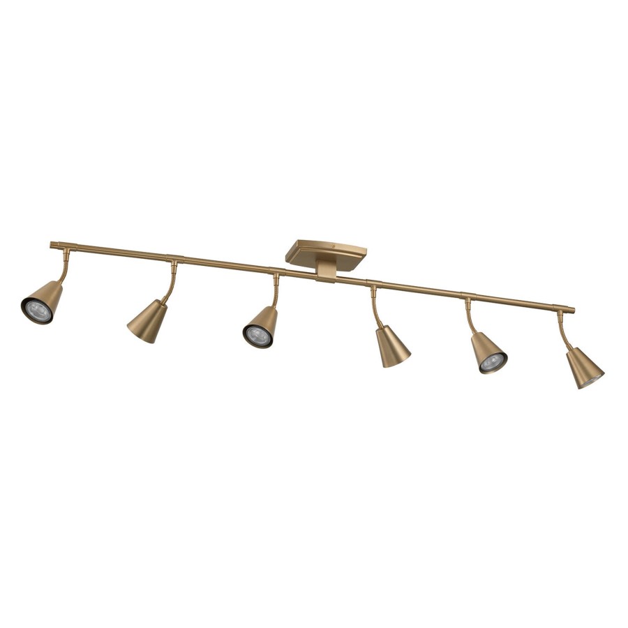 Ceiling Brooklyn Bulb Co. | Hudson 44" 6-Light Led Fixed Track Light, Brushed Brass